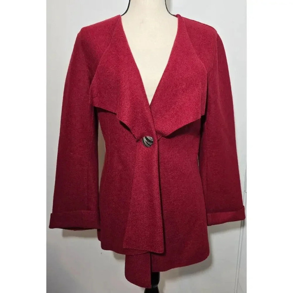 Beyond Threads Felted Alpaca Wool Origami Jacket in Burgundy Deep Red Size M - Picture 1 of 9